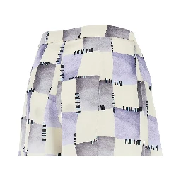 Check print satin skorts