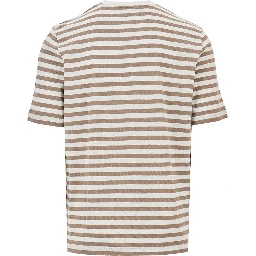 Striped cotton and linen T-shirt
