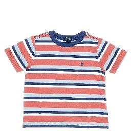 Striped cotton T-shirt with logo embroidery
