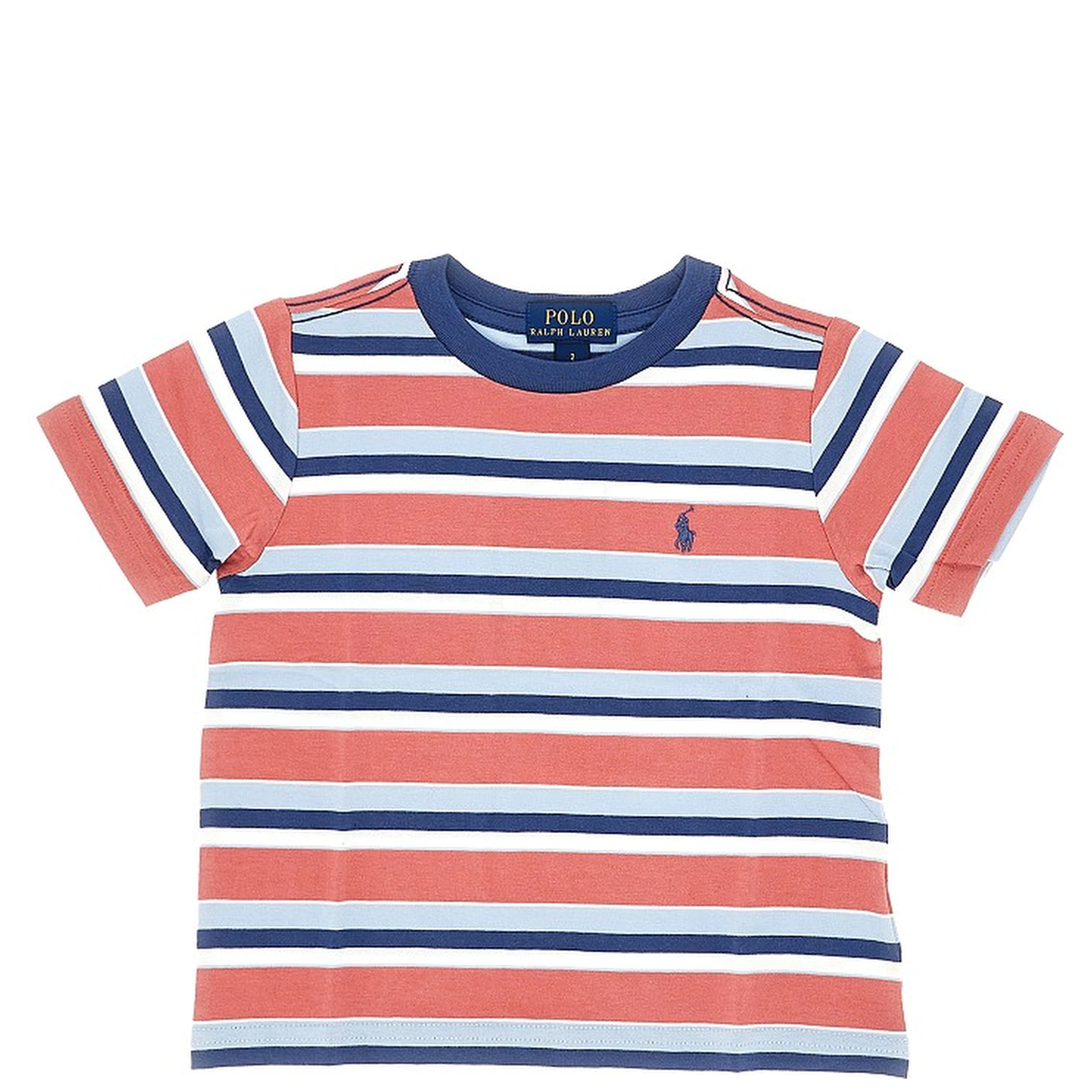 Striped cotton T-shirt with logo embroidery
