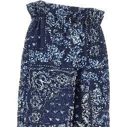 Bandana print chambray pants
