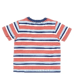 Striped cotton T-shirt with logo embroidery