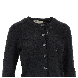 T Monogram pointelle knit cardigan