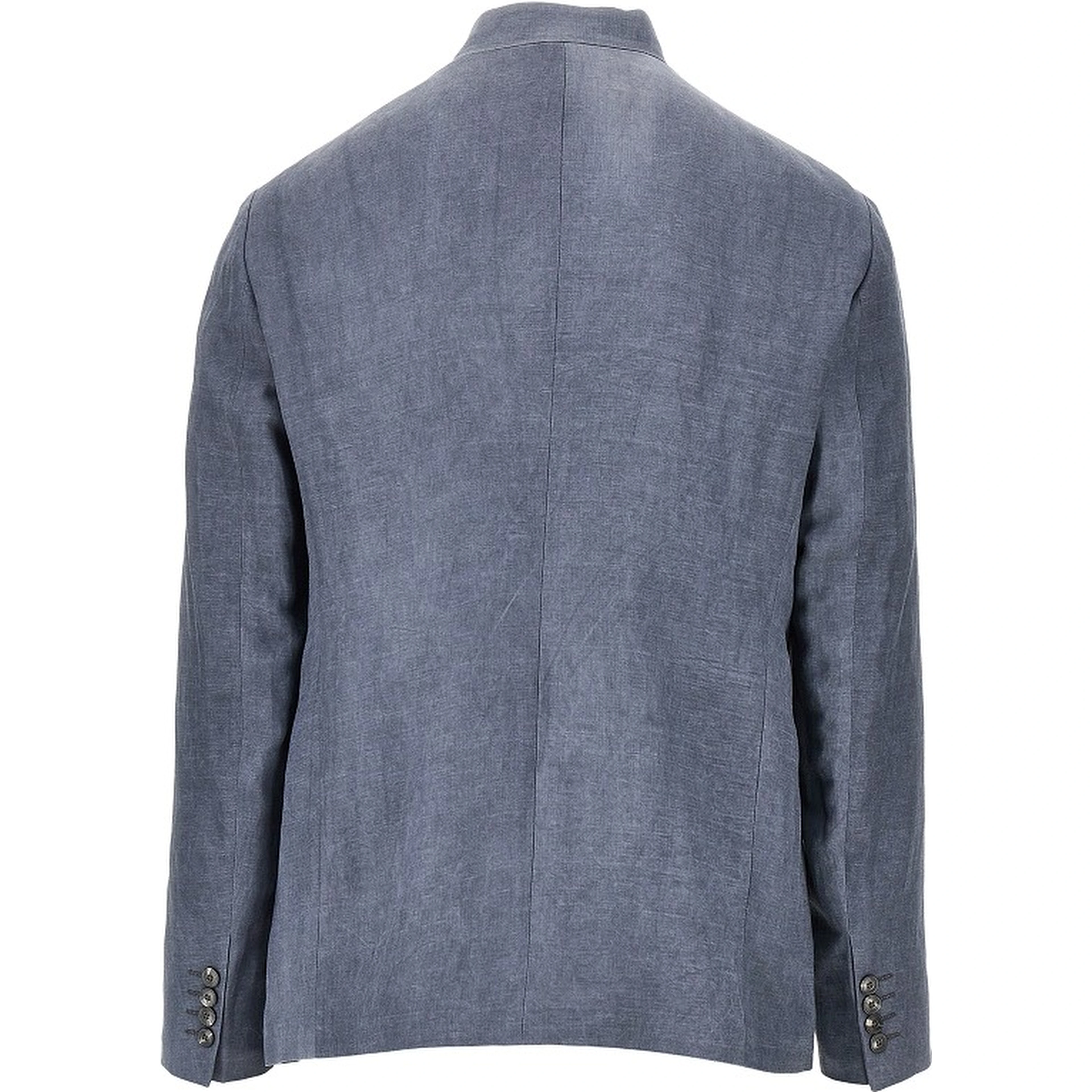 Linen-blend crepe jacket with guru collar