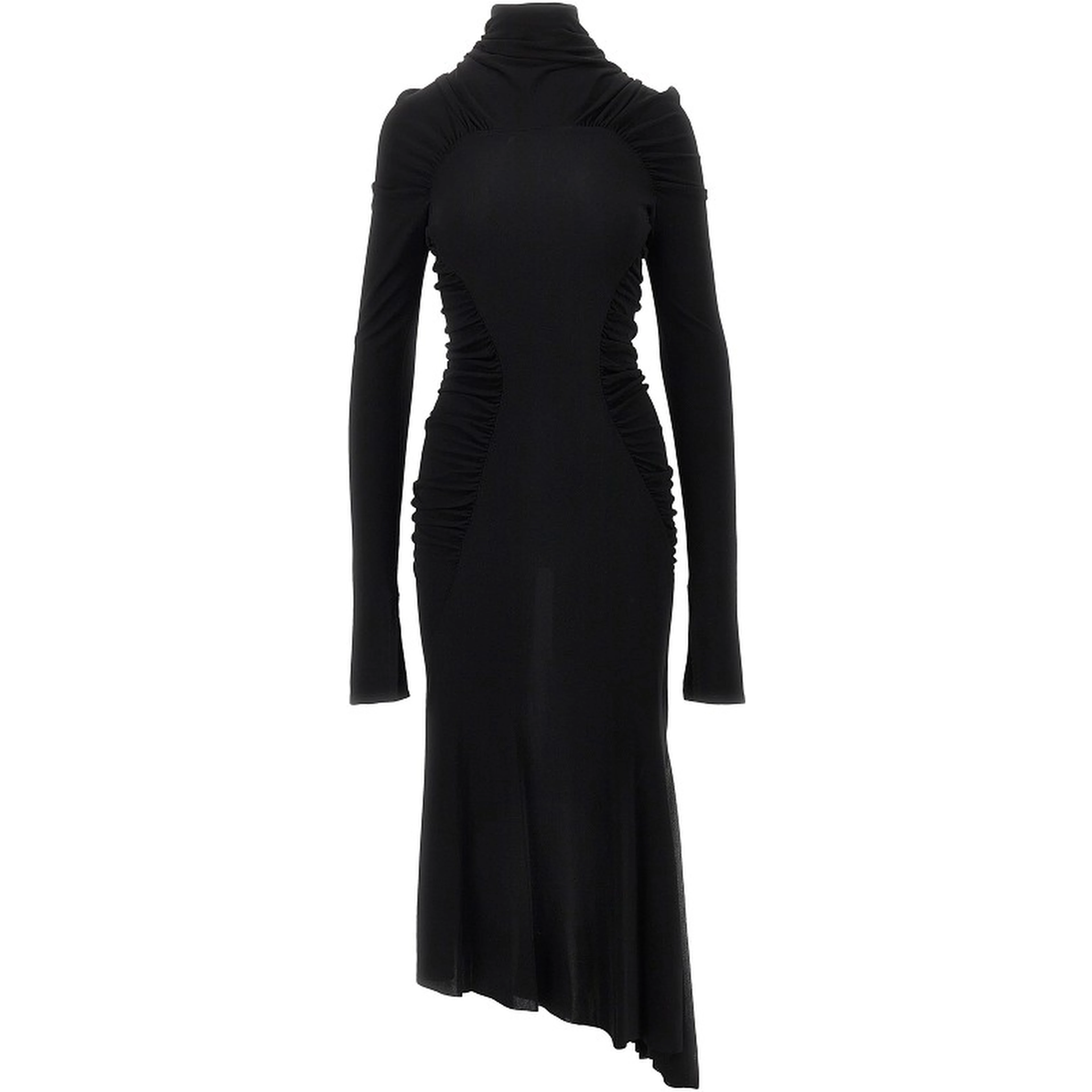 Crepe jersey gathered midi dress