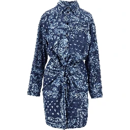 Bandana print chambray mini dress