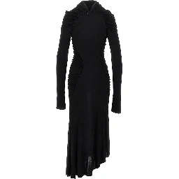 Crepe jersey gathered midi dress