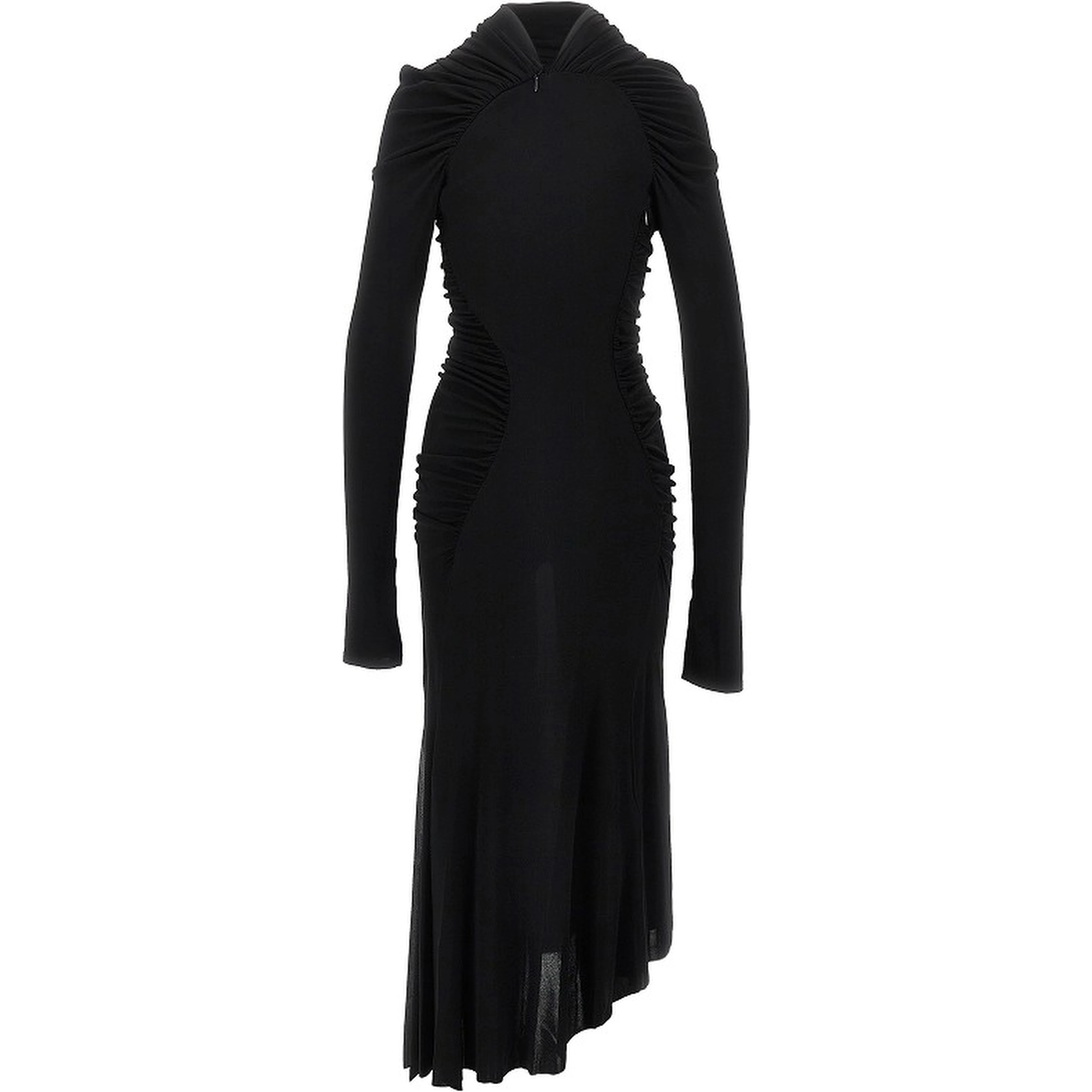 Crepe jersey gathered midi dress
