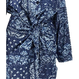 Bandana print chambray mini dress