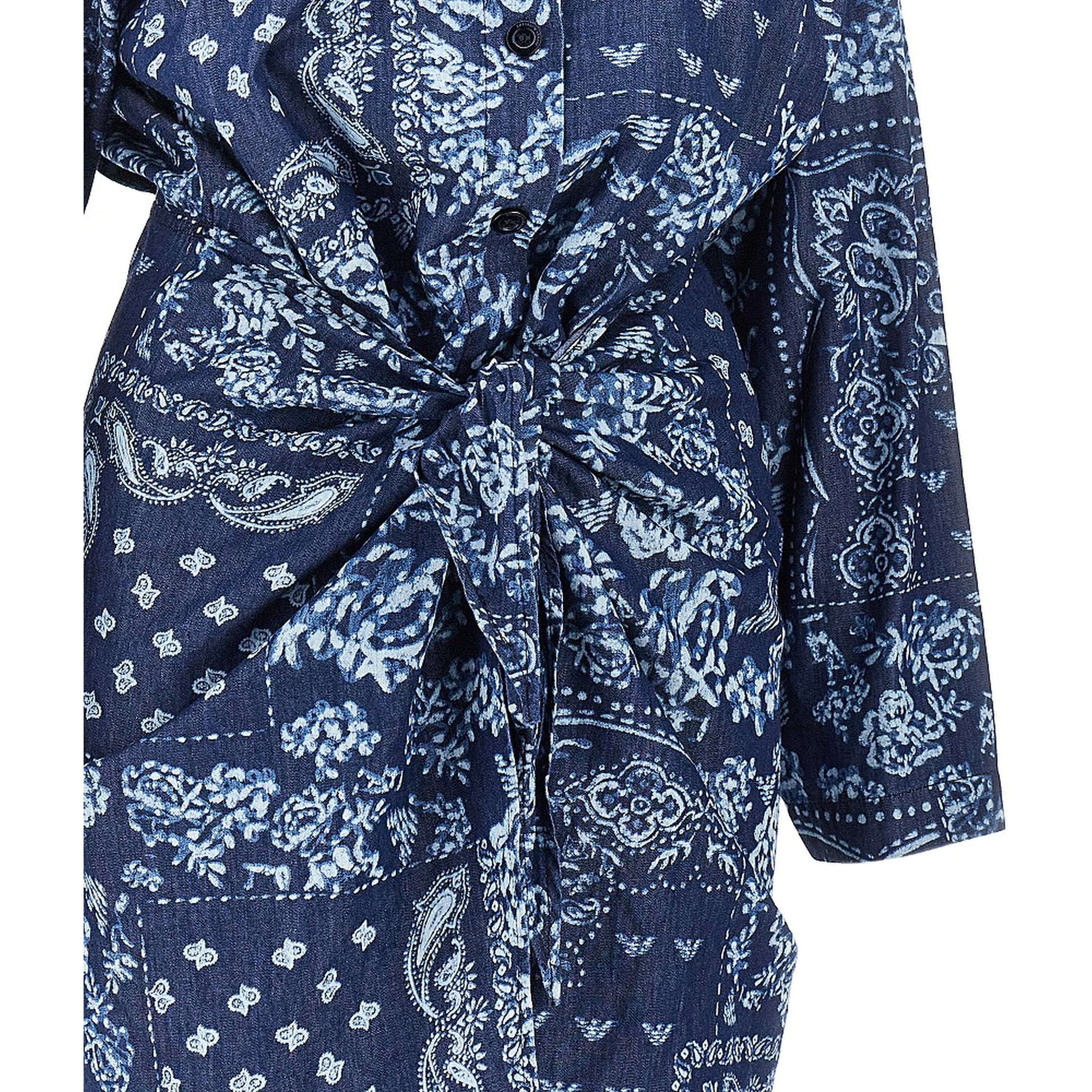 Bandana print chambray mini dress