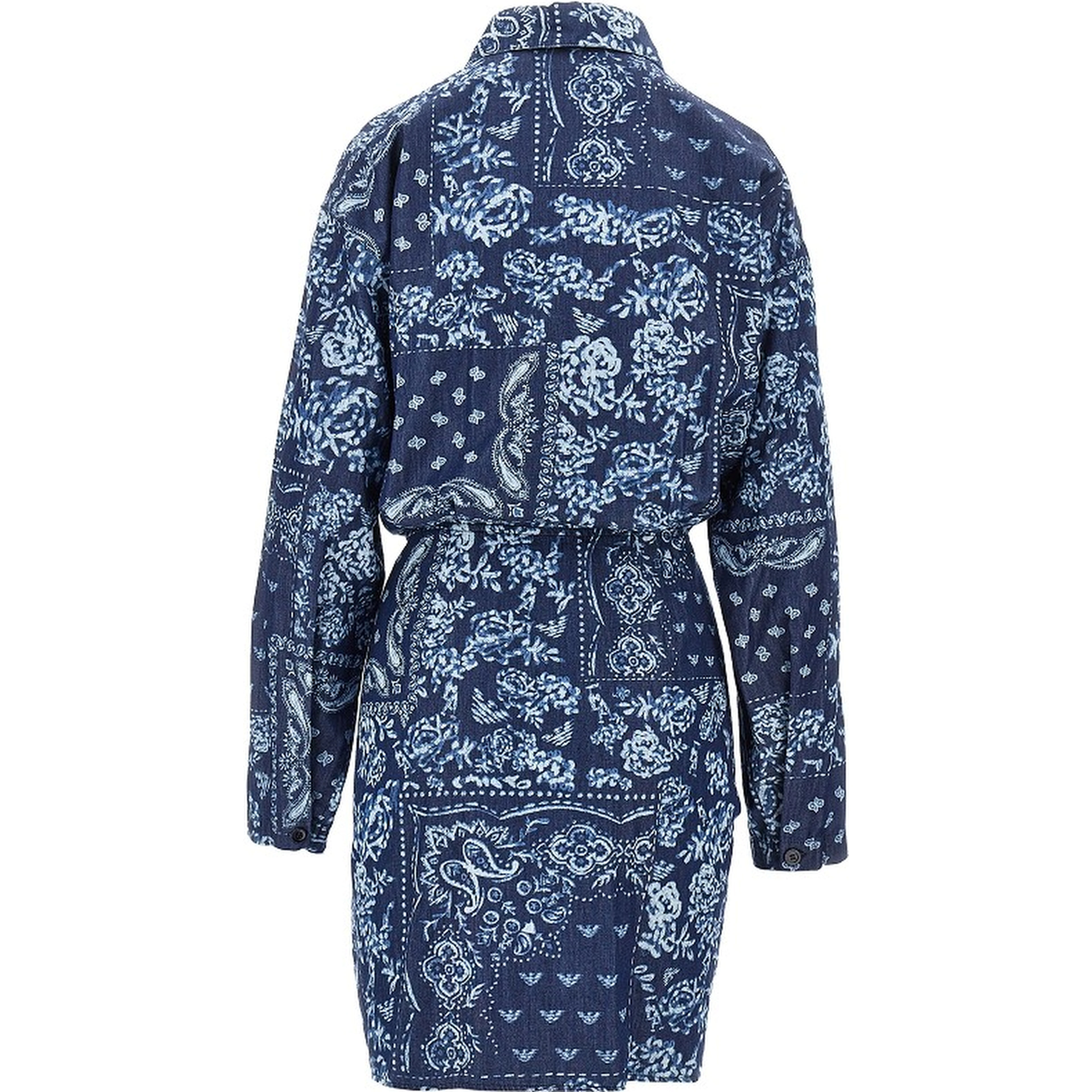 Bandana print chambray mini dress