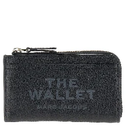 Grained leather zip wallet