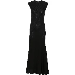 Scooped back wool long dress