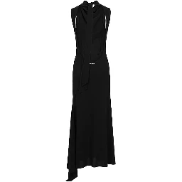Scooped back wool long dress