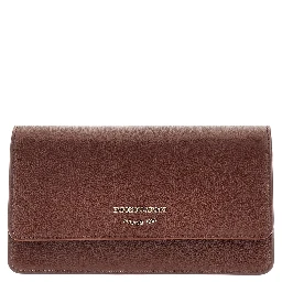 Grained leather clutch with chain