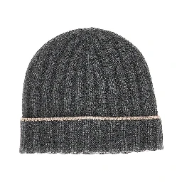 Ribbed cashmere beanie hat