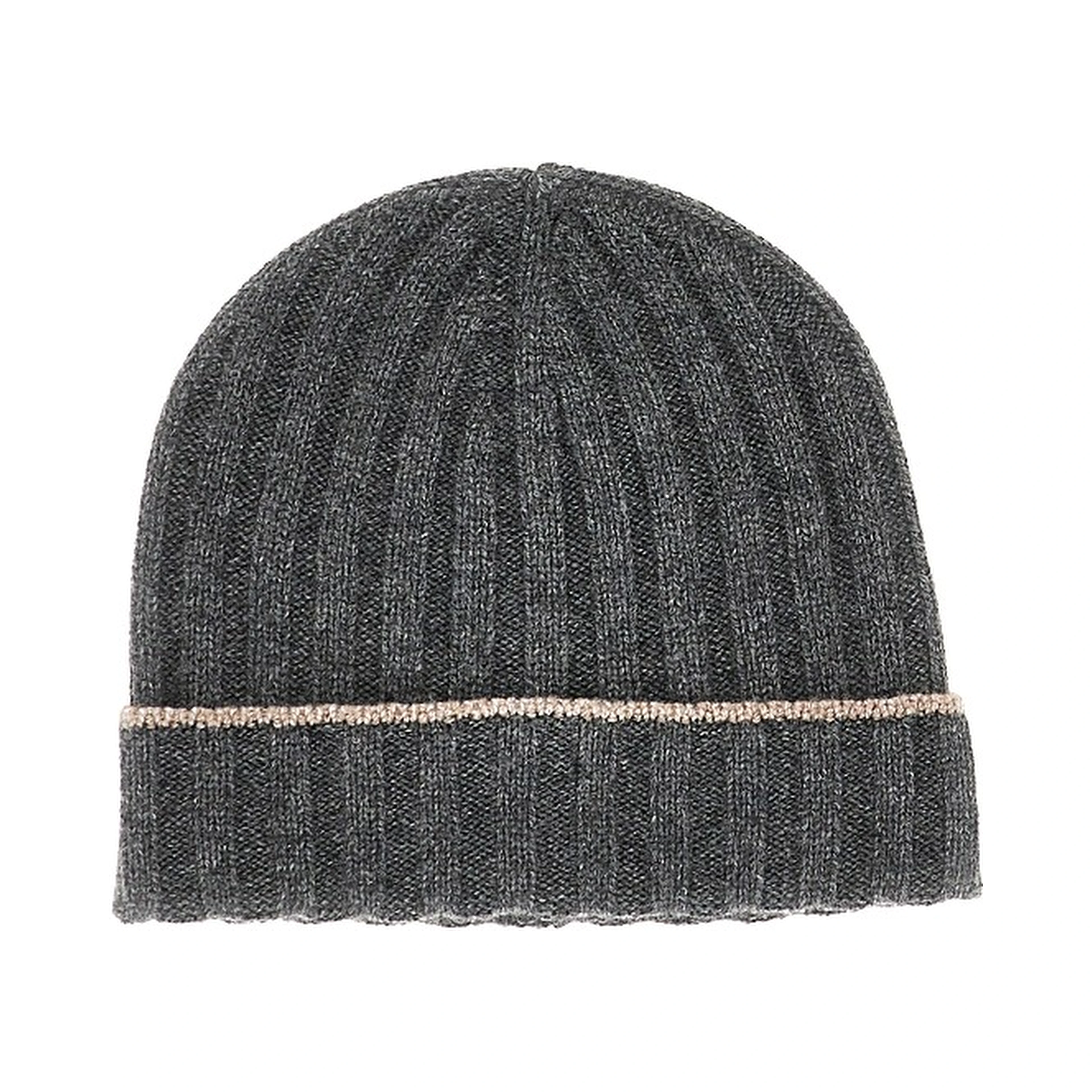 Ribbed cashmere beanie hat