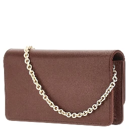 Grained leather clutch with chain