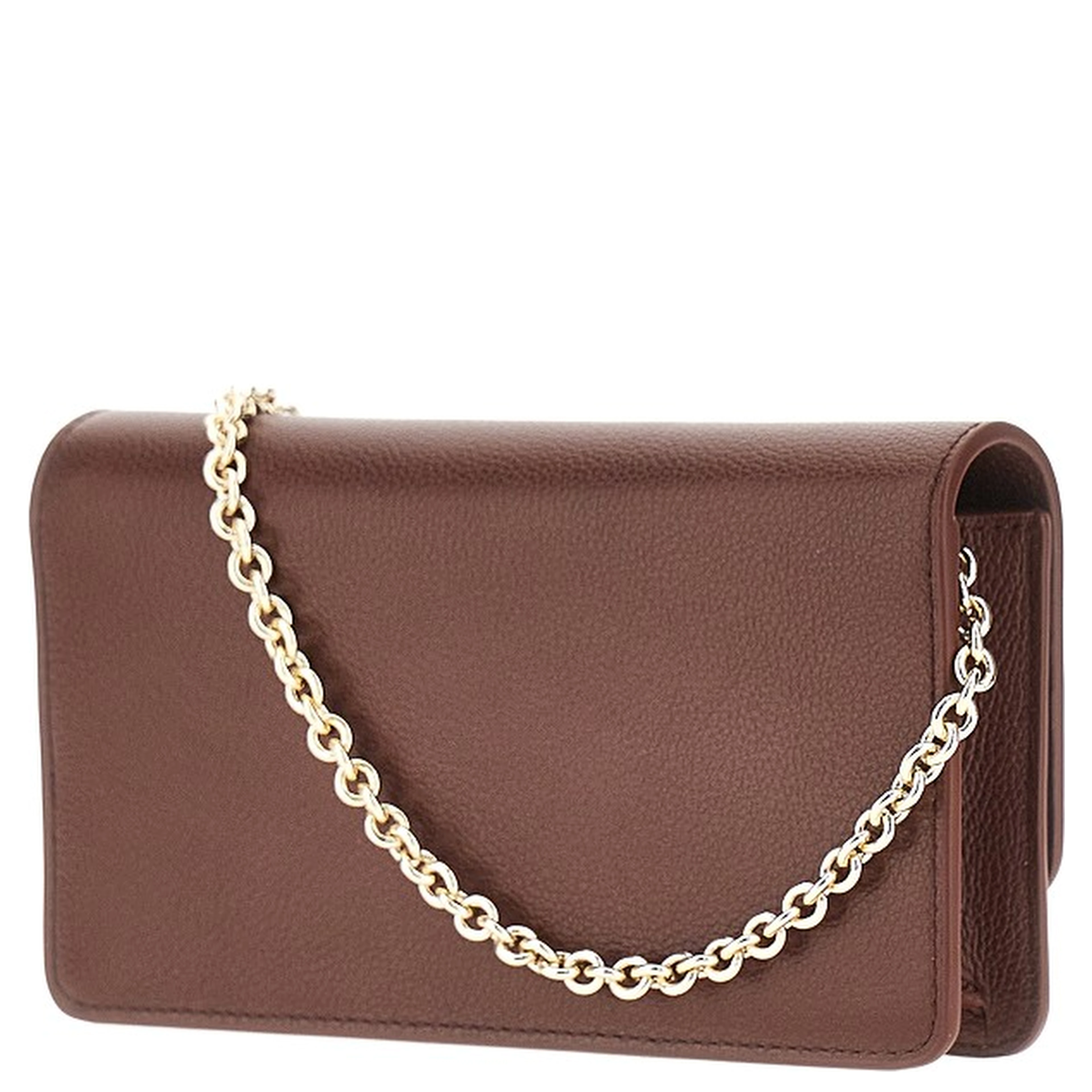 Grained leather clutch with chain