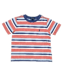 Striped cotton T-shirt with logo embroidery