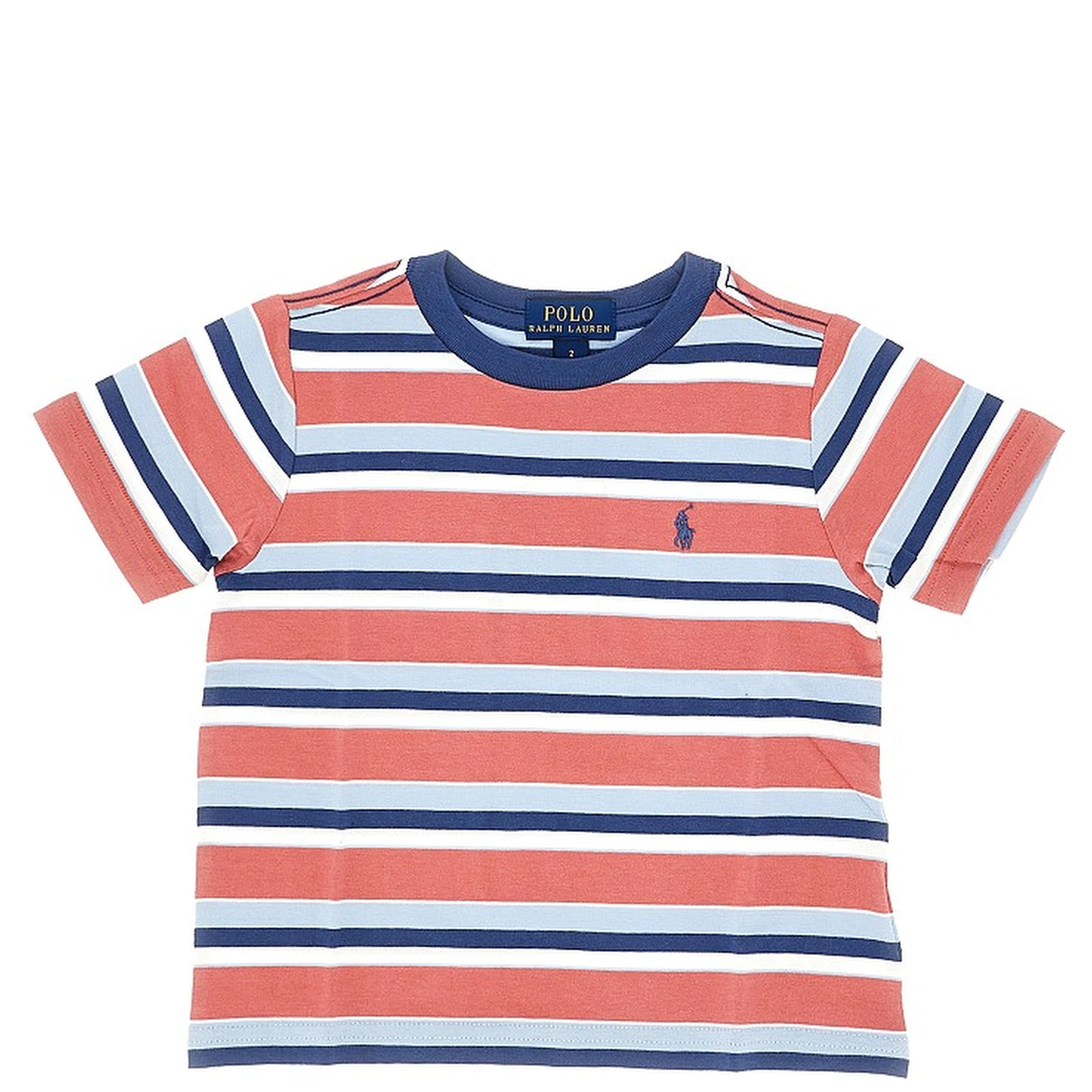 Striped cotton T-shirt with logo embroidery
