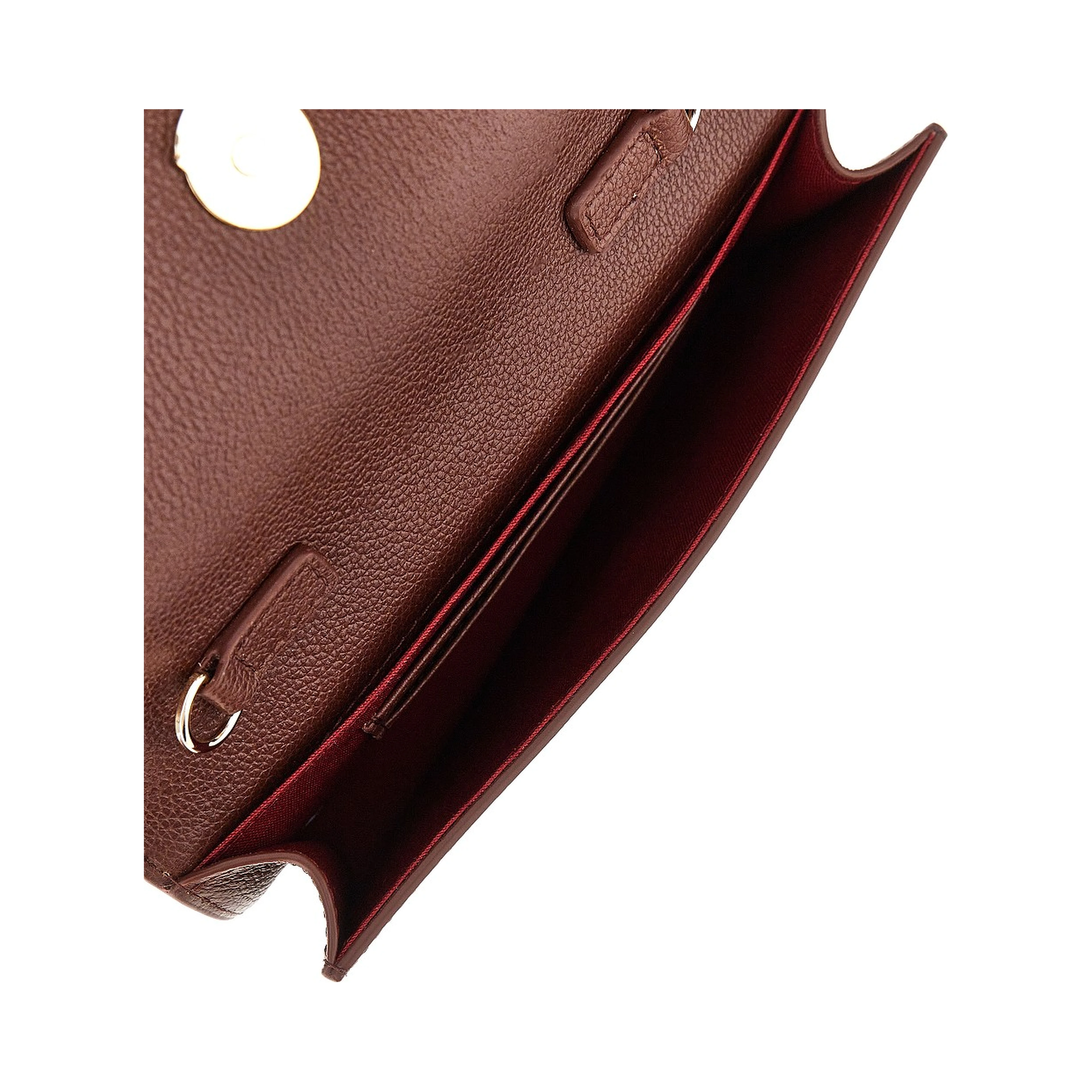 Grained leather clutch with chain