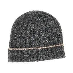 Ribbed cashmere beanie hat