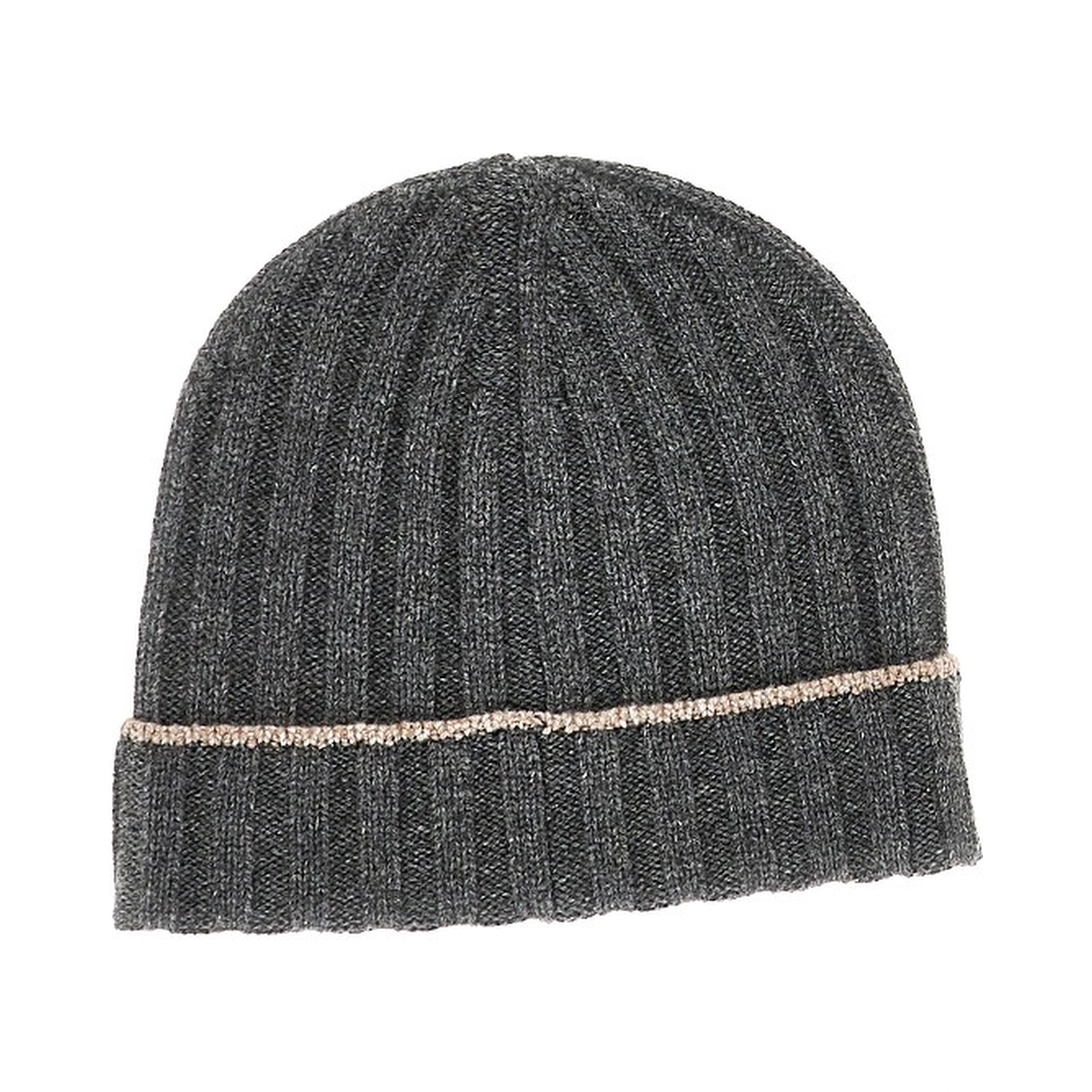 Ribbed cashmere beanie hat