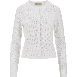 T Monogram pointelle knit cardigan