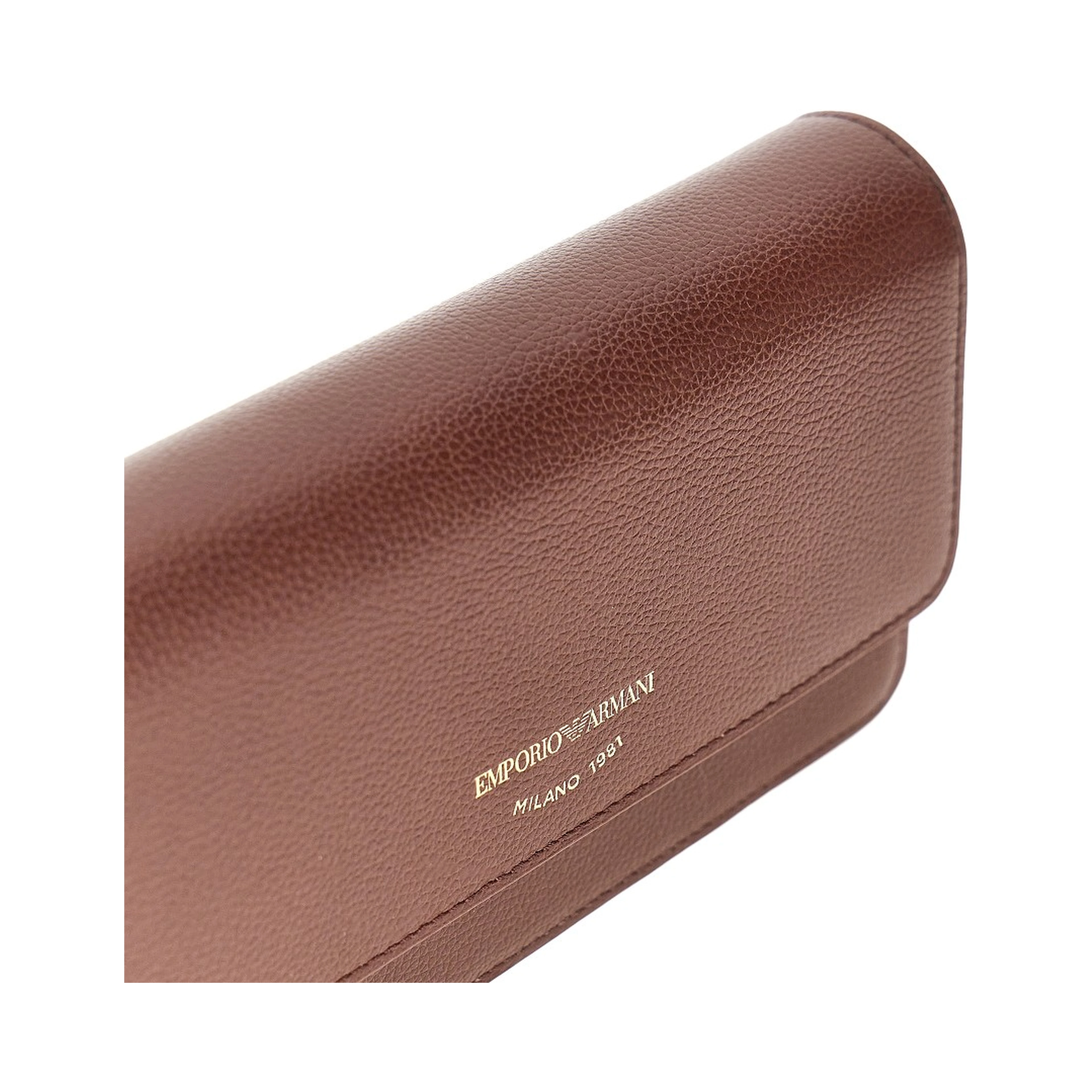 Grained leather clutch with chain