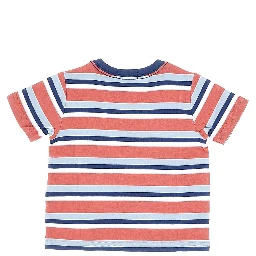Striped cotton T-shirt with logo embroidery