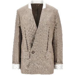 Collarless wool jacket