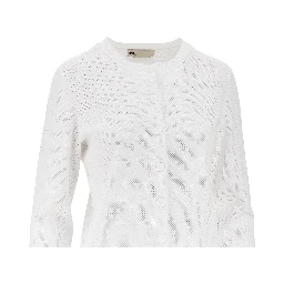 T Monogram pointelle knit cardigan