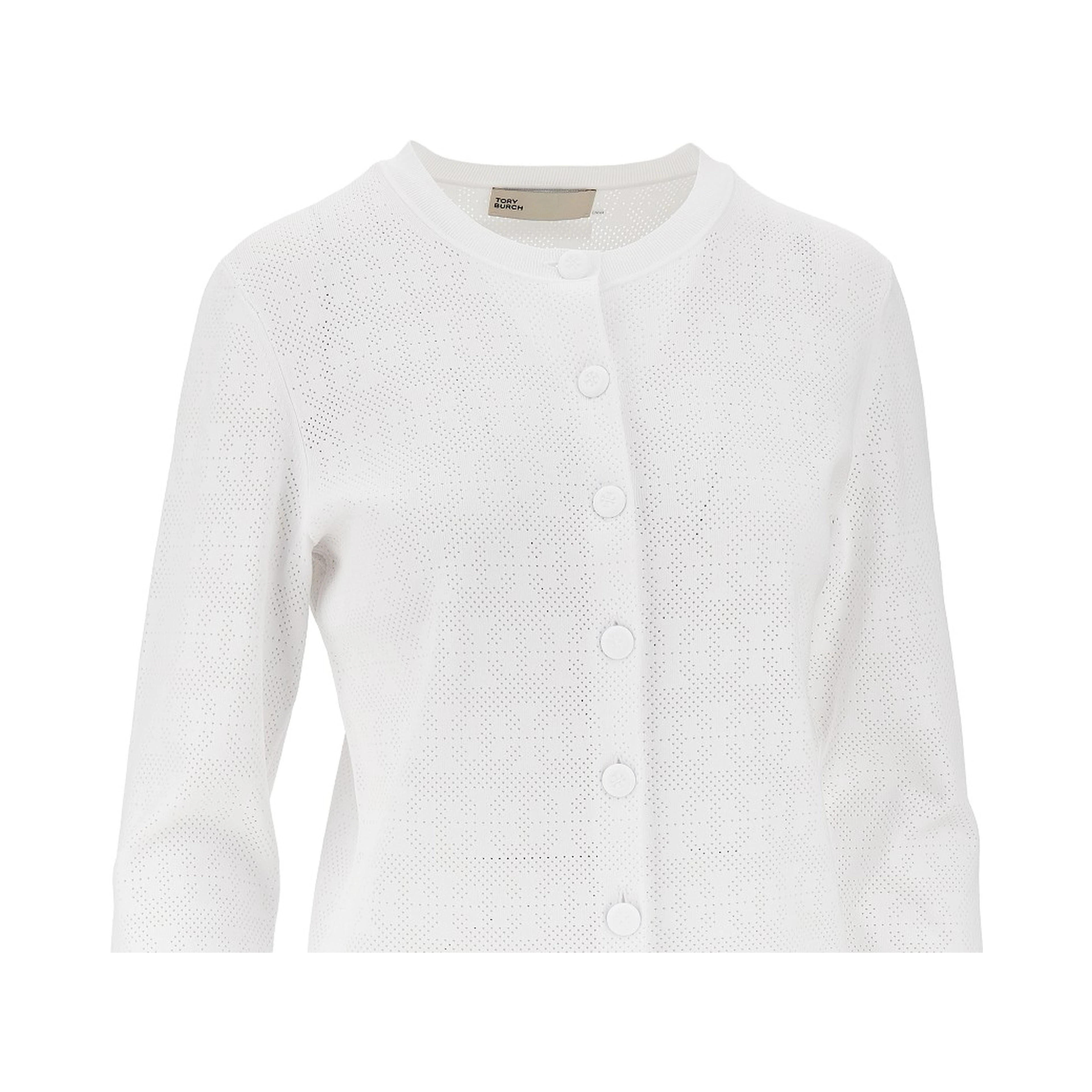 T Monogram pointelle knit cardigan