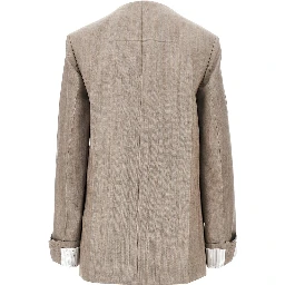 Collarless wool jacket