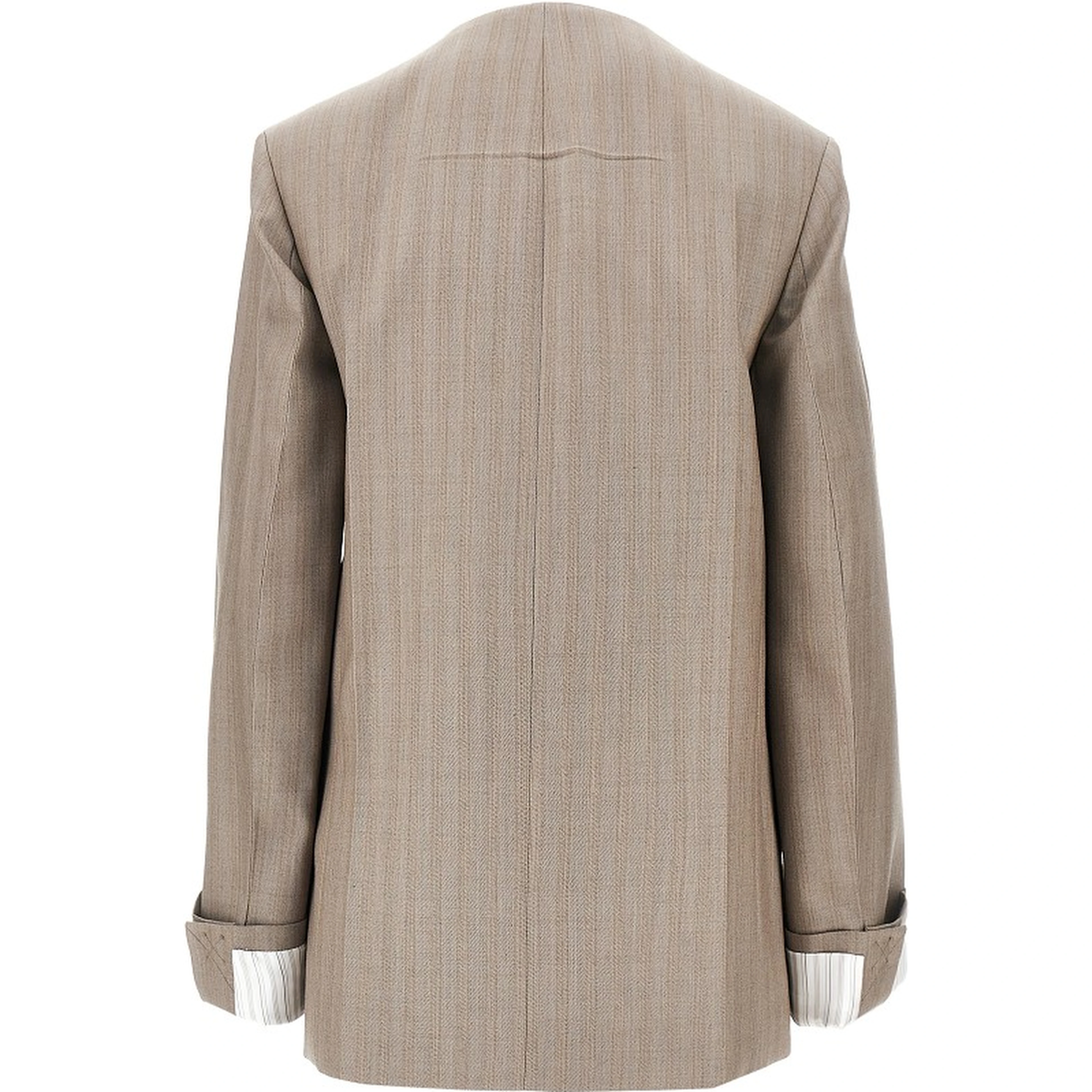 Collarless wool jacket