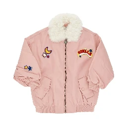 Technical twill bomber with terry patces