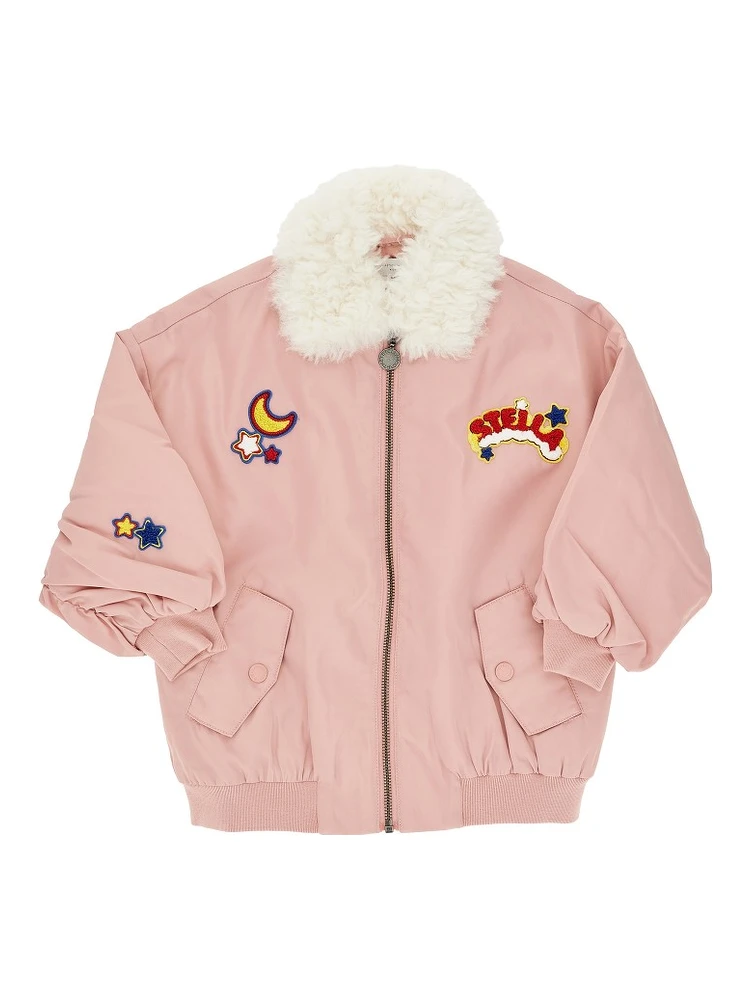 Technical twill bomber with terry patces