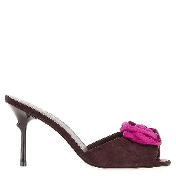 'Rose Vivier' suede leather mules