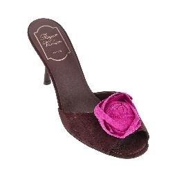'Rose Vivier' suede leather mules