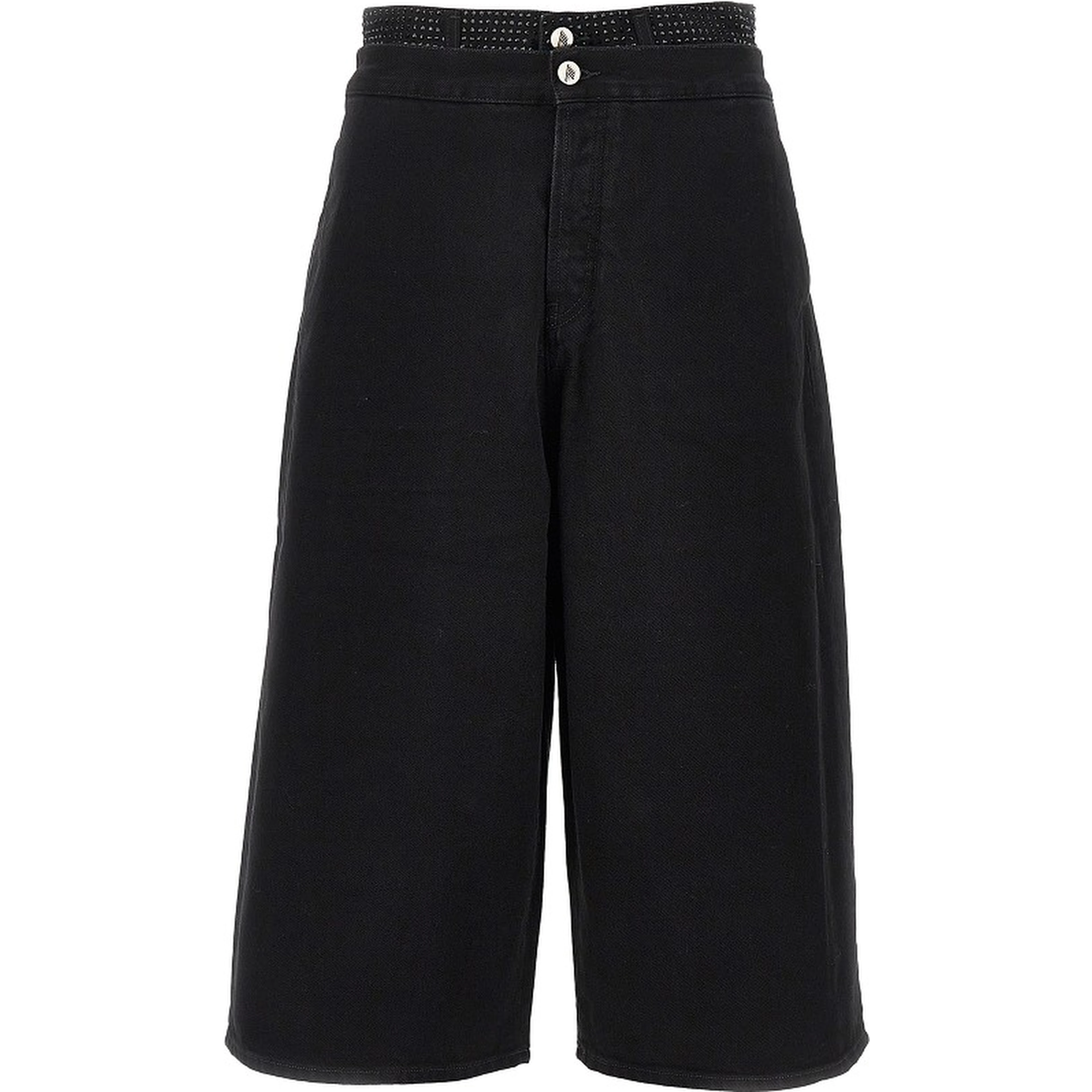 Cropped denim pants with rhinestones