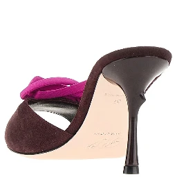 'Rose Vivier' suede leather mules