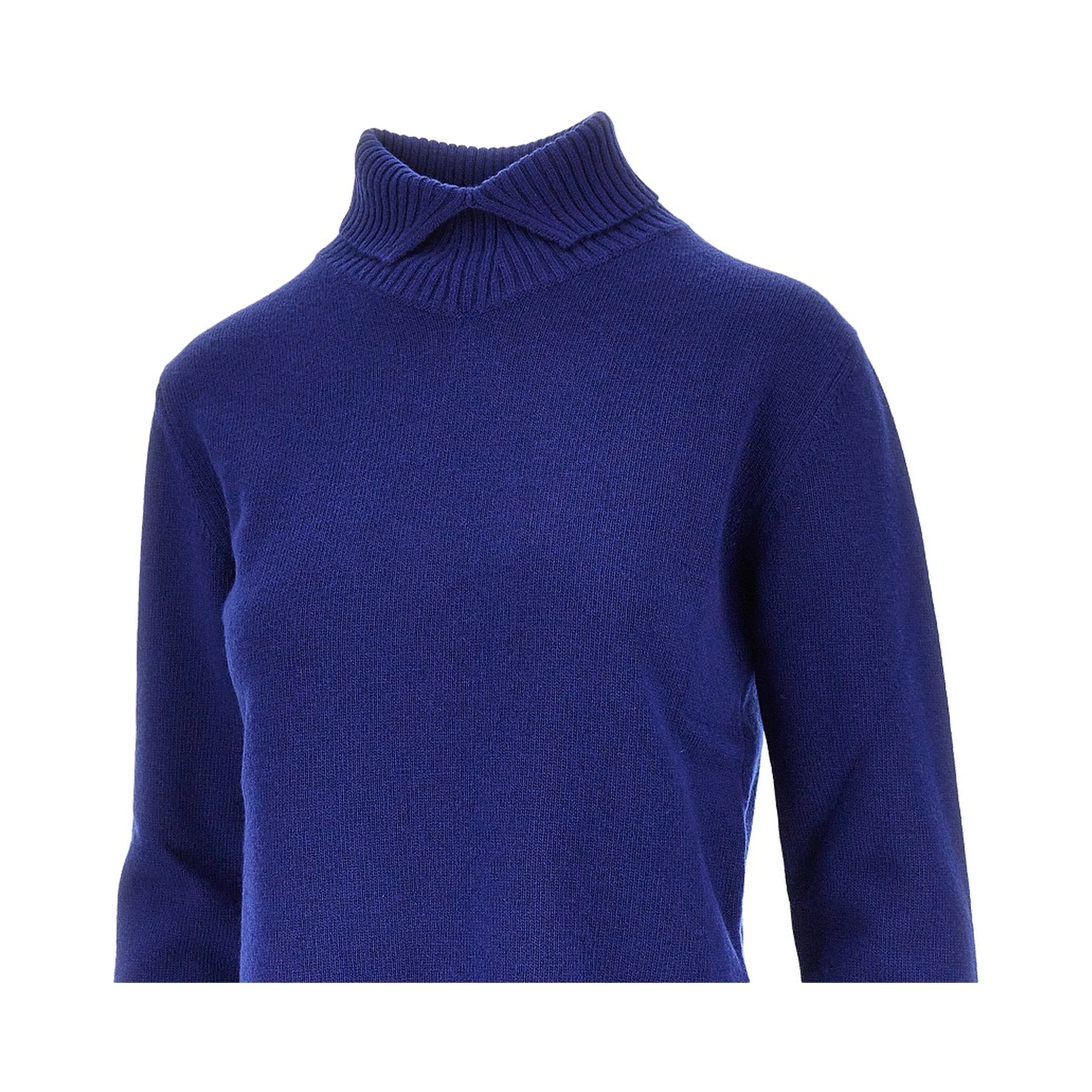 Split collar wool sweater