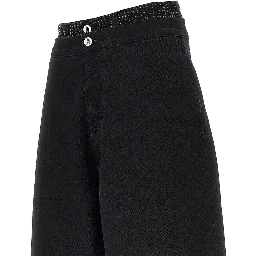 Cropped denim pants with rhinestones