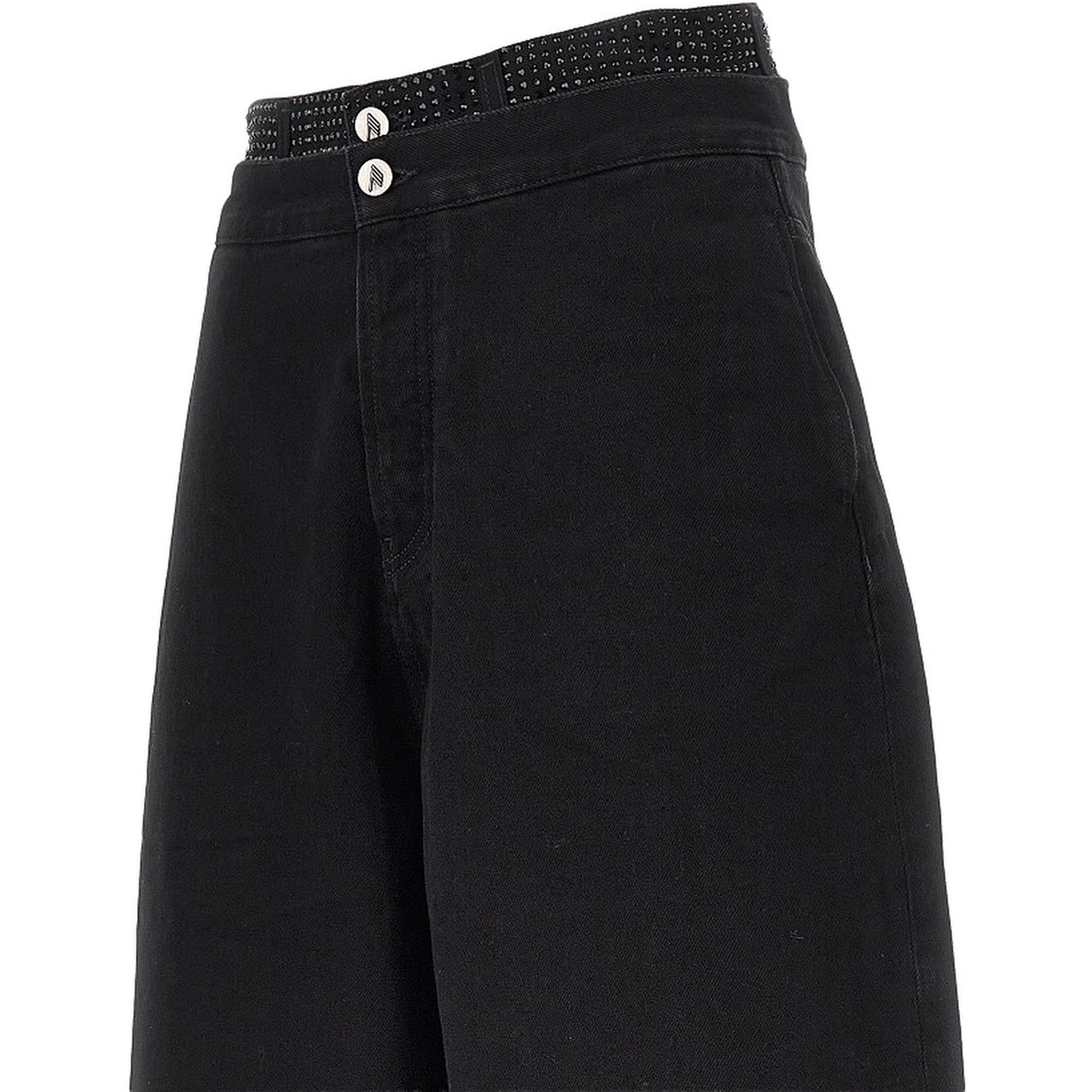 Cropped denim pants with rhinestones