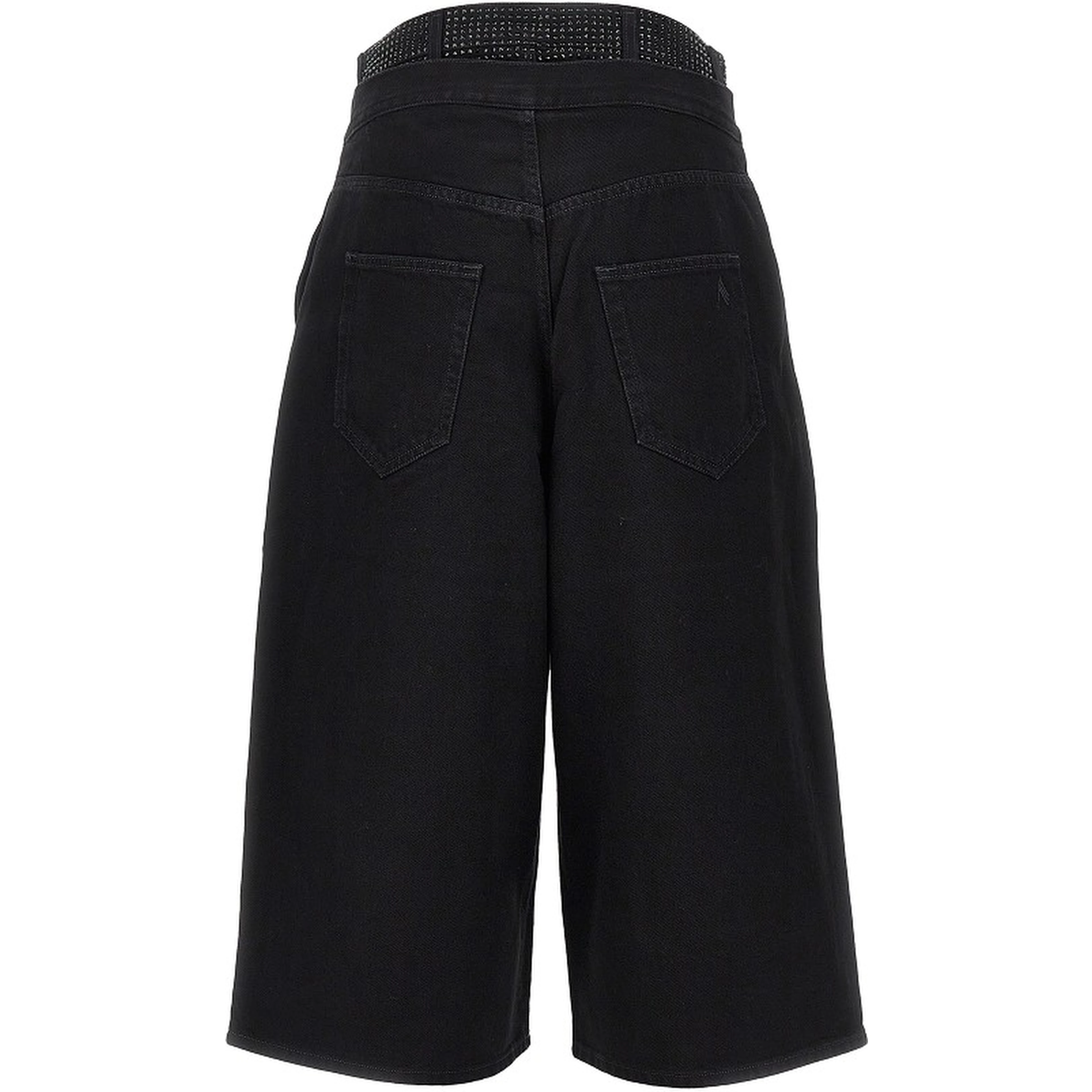 Cropped denim pants with rhinestones