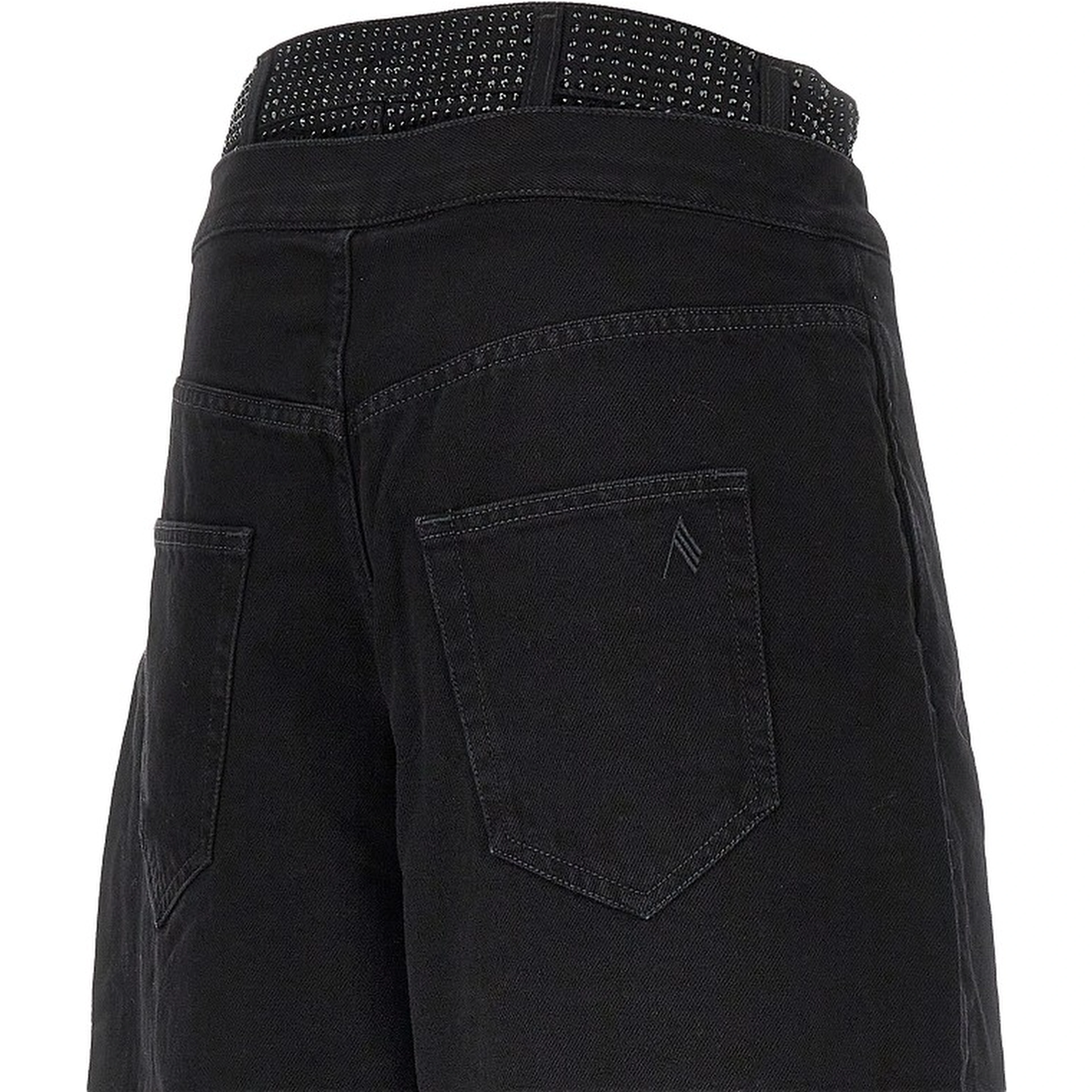 Cropped denim pants with rhinestones