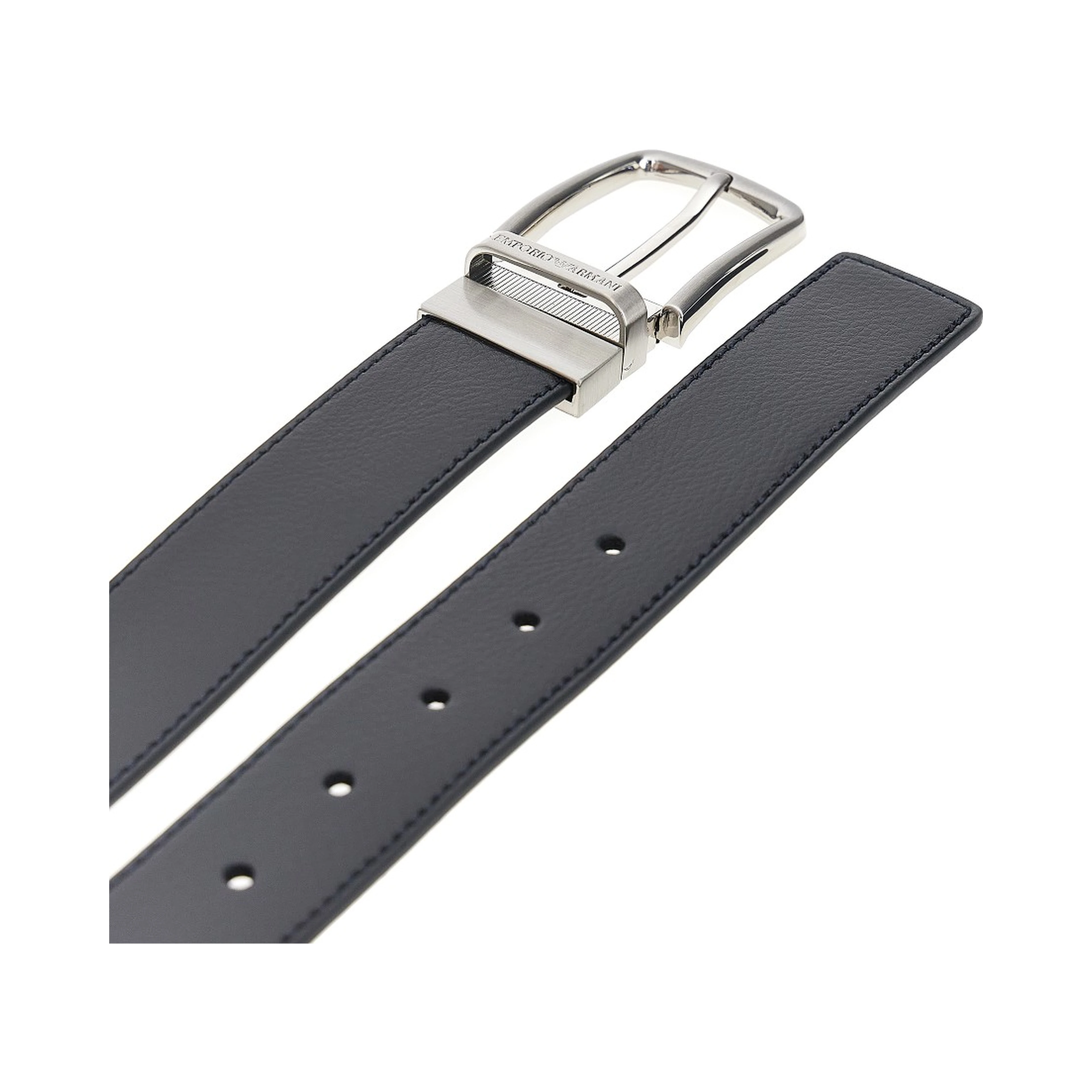 Reversible leather belt with logo