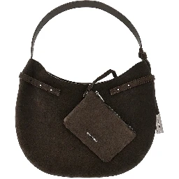 Suede leather hobo bag