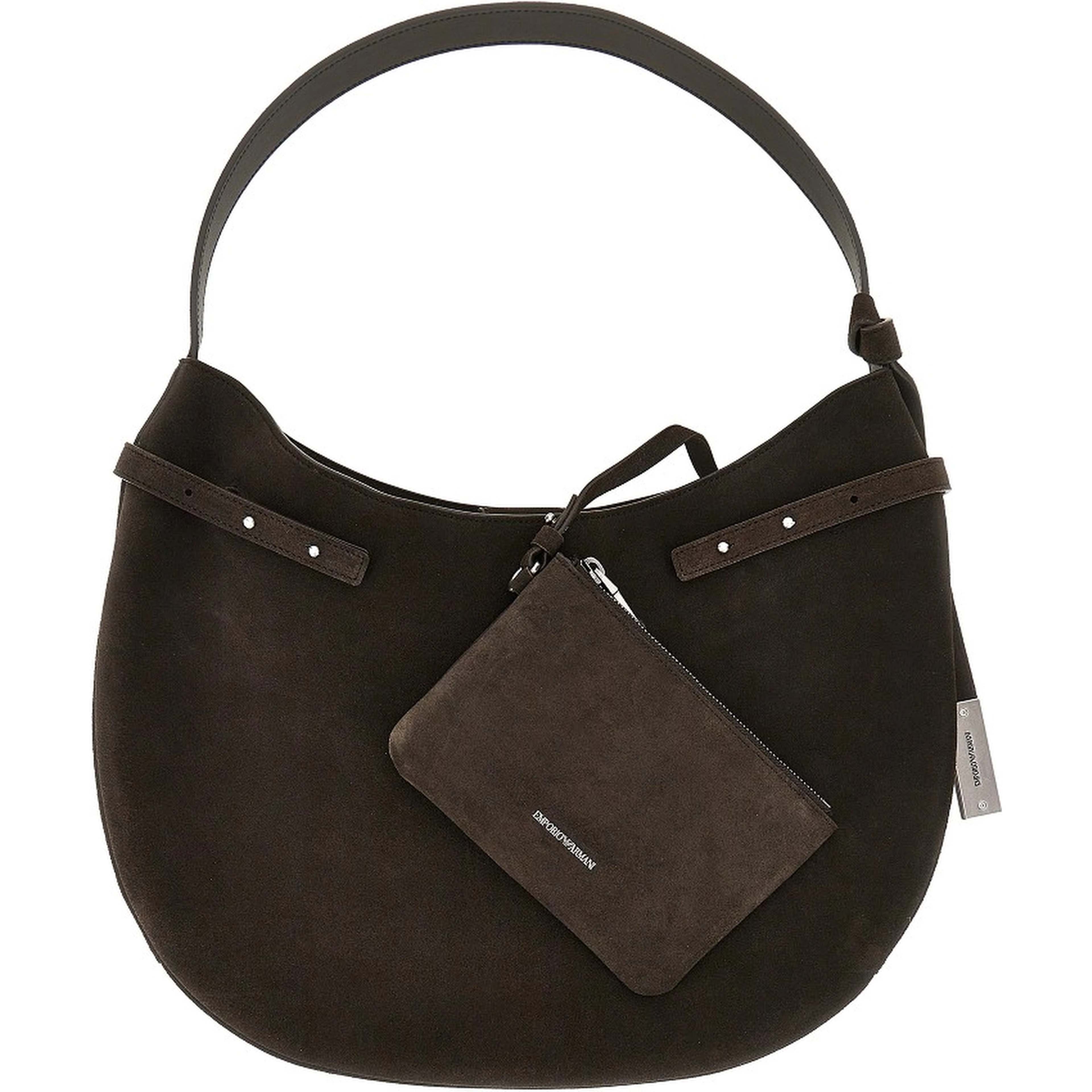 Suede leather hobo bag